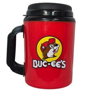 Buc-ees 52 Oz Red Travel Mug With Handle & Lid Insulated Refillable Second Hand